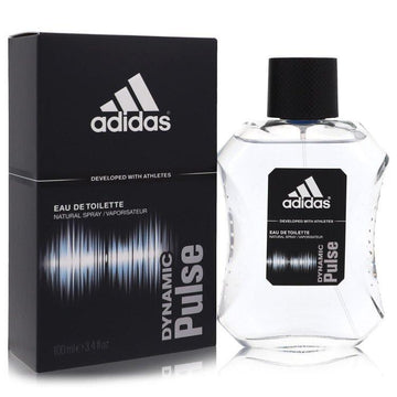 בקבוק בושם שקוף Adidas Dynamic Pulse עם עיצוב ארגונומי ולוגו אדידס האיקוני