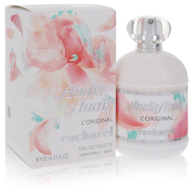 בושם יוקרתי לאישה Cacharel Anaïs Anaïs L'Original Eau de Toilette בבקבוק הלבן האייקוני והאצילי בעיטור פרחוני