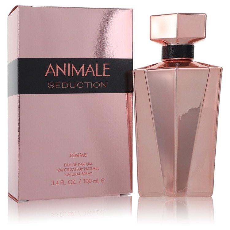 בקבוק בושם Animale Seduction Femme לאישה בעיצוב אצילי ויוקרתי בגווני ורוד וזהב, המקרין נשיות חושנית, פיתוי וסטייל אריסטוקרטי