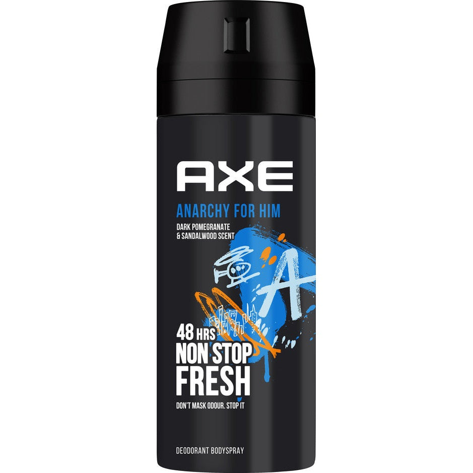 דאודורנט ספריי גוף אקס אנרכי AXE Anarchy לגבר הגנה 48 שעות 150 מ"ל