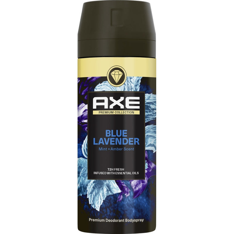 דאודורנט ספריי גוף אקס פרימיום בלו לבנדר AXE Blue Lavender ניחוח יוקרתי והגנה ל-72 שעות 150 מ"ל