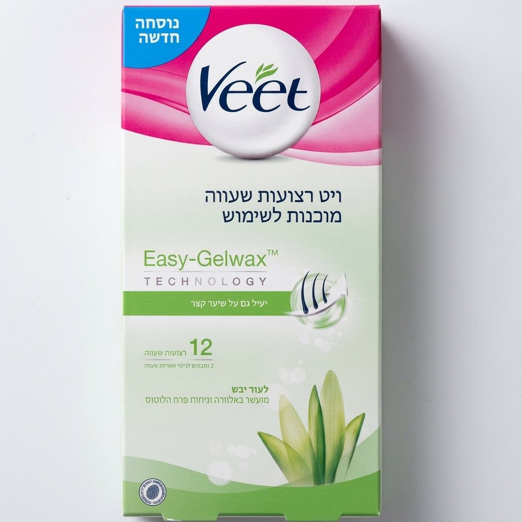 Veet | ויט - Wax Strips | רצועות שעווה מוכנות לשימוש לעור יבש (12 יחידות)