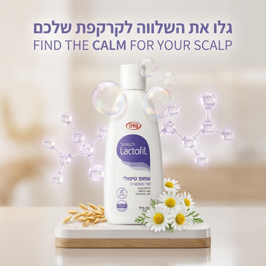 לקטופיל שמפו טיפולי נגד קשקשים לקרקפת רגישה, יבשה ומגורה LACTOFIL ANTI-DANDRUFF SHAMPOO | נוסחה דרמוקוסמטית מחקרית 250 מ"ל