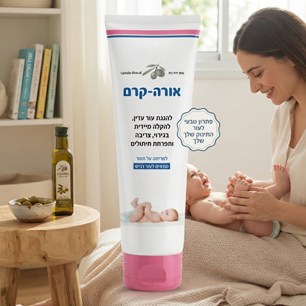 אורה קרם משחה לתפרחת חיתולים להקלה מיידית ולהגנת עור עדין ORA CREAM | מועשר בשמן זית 90 גרם