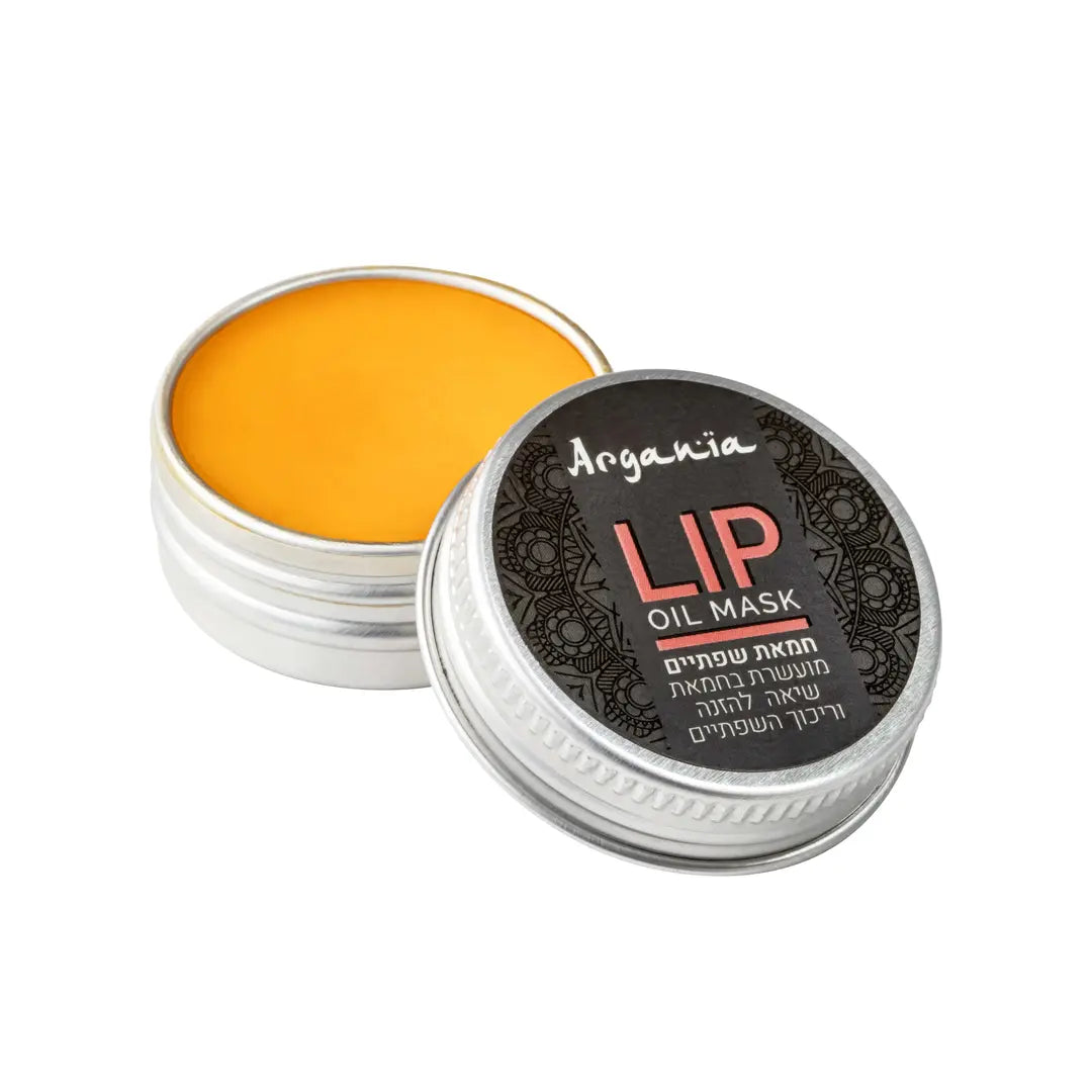 שמן מסכה לשפתיים ארגניה Argania Lip Oil Mask מועשר בשמן קוקוס וחומצה היאלורונית בניחוח וגוון אפרסק 15 מ"ל Argania Coconut Lip Oil