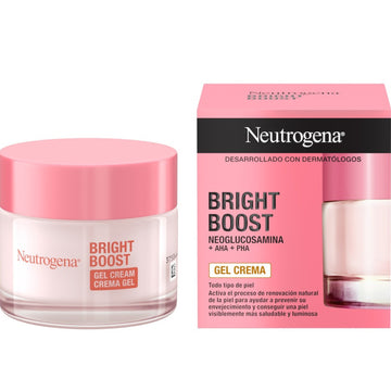 ניוטרוגינה Bright Boost ג'ל קרם לחידוש העור עם Neoglucosamine וחומצות AHA ו-PHA למראה זוהר ובריא 50 מ"ל