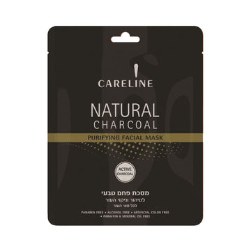 מסיכת בד מטהרת Careline Natural Charcoal Purifying Sheet Mask מועשרת בפחם טבעי לניקוי עמוק וספיחת שומנים