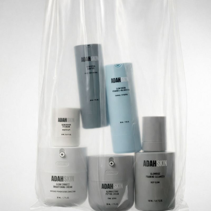 קיט טיפוח מלא Glow Collection של ADAH Skin הכולל 6 מוצרי יוקרה לניקוי והארת העור