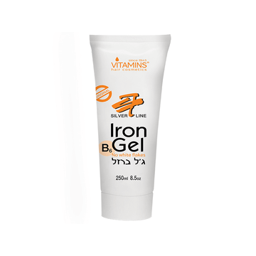 ג'ל ברזל ויטמינס 250 מ"ל: ג'ל עיצוב שיער חזק עמיד, ללא פתיתים.