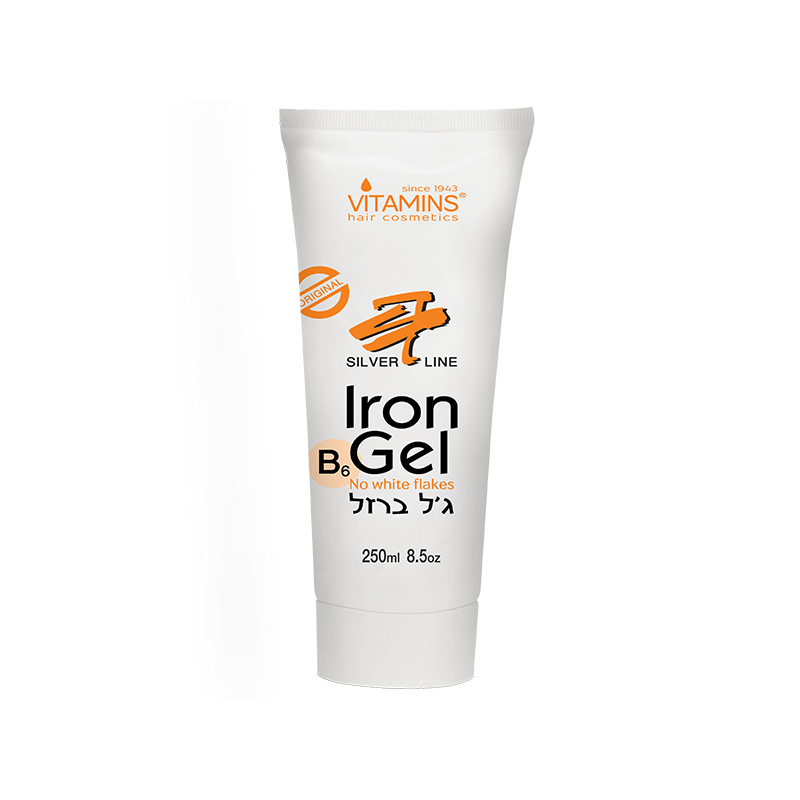 ג'ל ברזל ויטמינס 250 מ"ל: ג'ל עיצוב שיער חזק עמיד, ללא פתיתים.