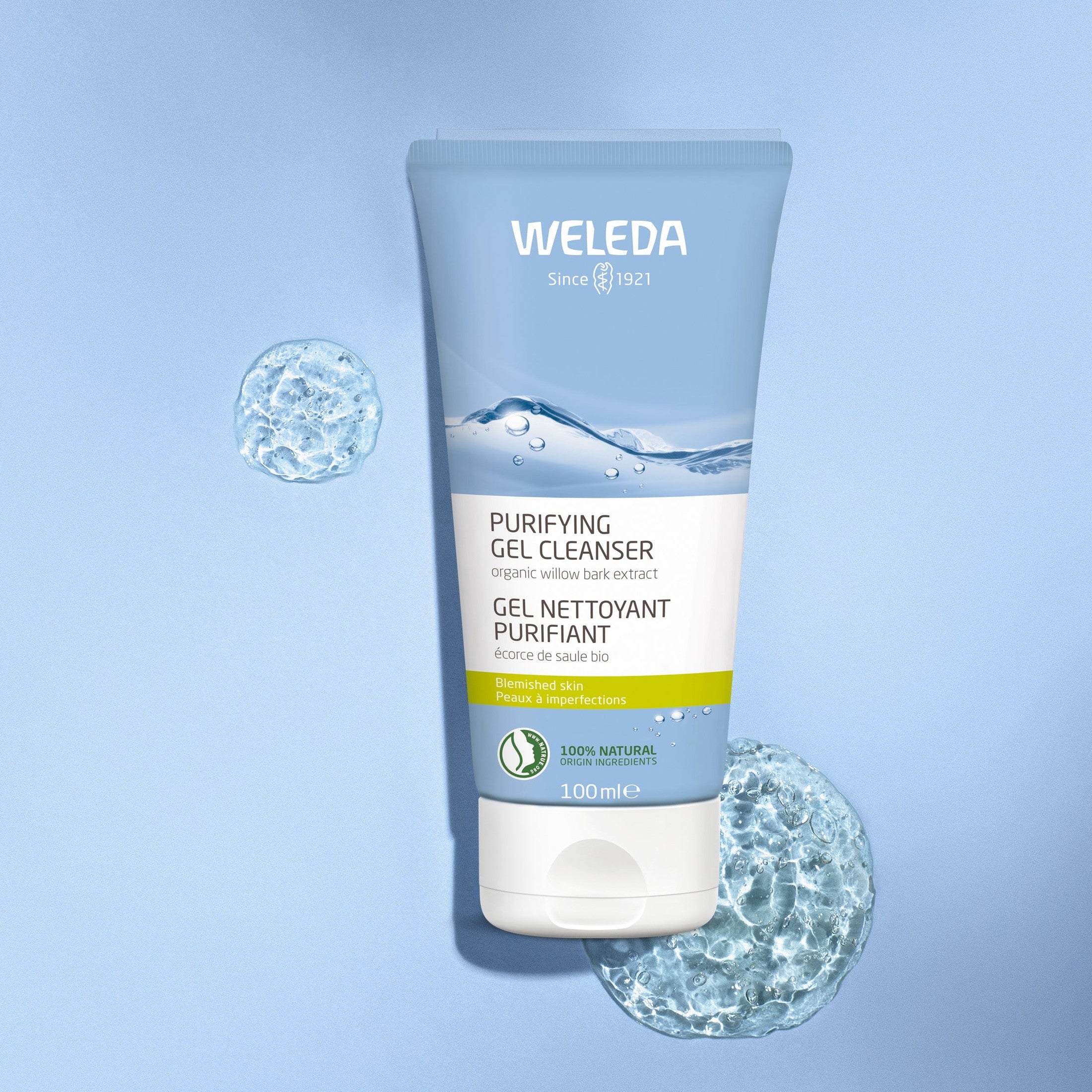 Weleda | וולדה - סדרת הניקוי המטהרת | ג'ל ניקוי מטהר לעור הנוטה לפצעונים ופגמי עור (Purifying Gel Cleanser) - 100 מ"ל