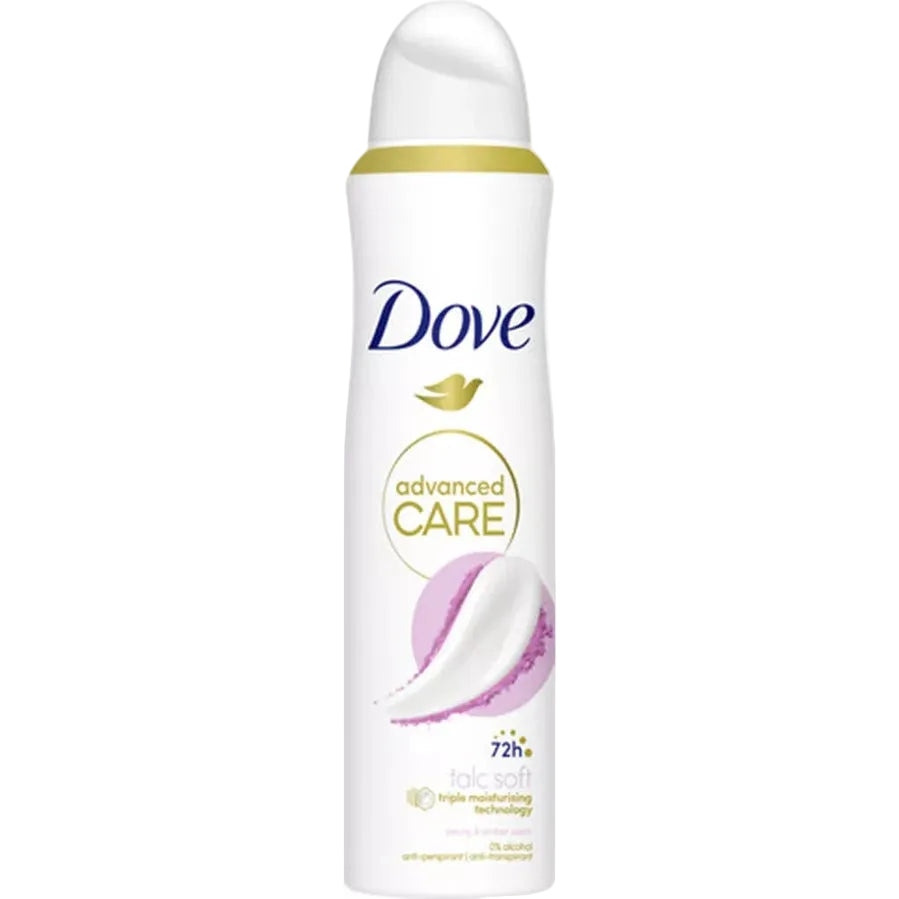 דאב דאודורנט ספריי Talc Soft להגנה עוצמתית של 72 שעות עם רבע קרם לחות ללא אלכוהול 150 מ"ל Dove Antiperspirant Spray