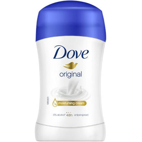 דאב דאודורנט סטיק אוריגינל עם 25% קרם לחות להגנה של 48 שעות לבית שחי רך וחלק Dove Original Antiperspirant Stick