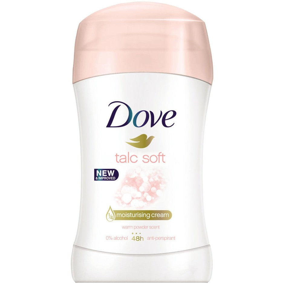 דאב דאודורנט סטיק טלק סופט עם 25% קרם לחות להגנה מזינה ורכה לבית השחי 50 גרם Dove Talc Soft Stick