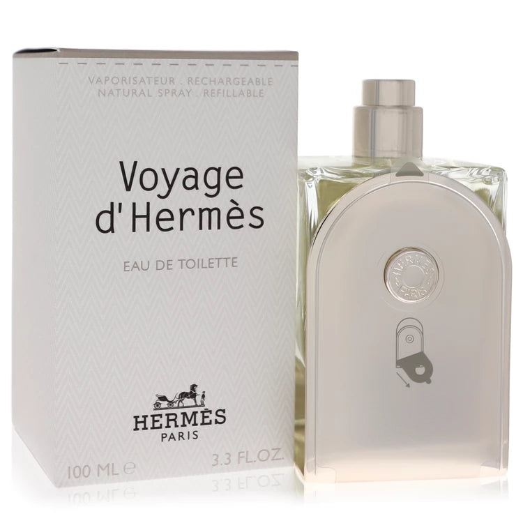 בושם הרמס וייאז' דה הרמס יוניסקס Hermès Voyage d'Hermès Eau de Toilette בבקבוק כסוף מעוצב הניתן למילוי חוזר