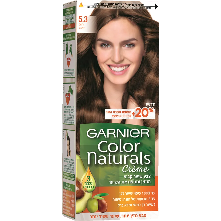 צבע שיער קבוע 5.3 חום זהוב - מותג מקצועי, 100% כיסוי