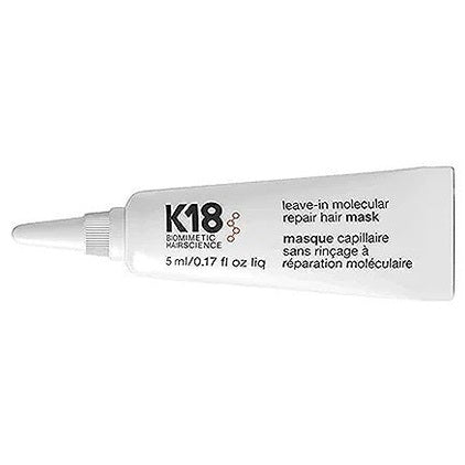 K18 Molecular Mask 5ml | קיי 18 מסכה מולקולרית ללא שטיפה לשיקום וחידוש שיער פגום, צבוע ומובהר בגודל סטארטר (5 מ"ל)