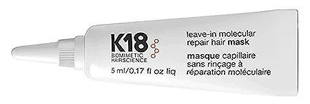 K18 Molecular Mask 5ml | קיי 18 מסכה מולקולרית ללא שטיפה לשיקום וחידוש שיער פגום, צבוע ומובהר בגודל סטארטר (5 מ"ל)