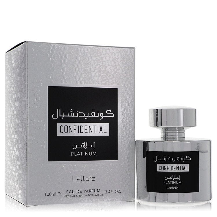 Lattafa Confidential Platinum Eau De Parfum Spray (יוניסקס) מאת Lattafa | משלוח חינם לבית ♕ | קומסטיקס ייבוא מקביל