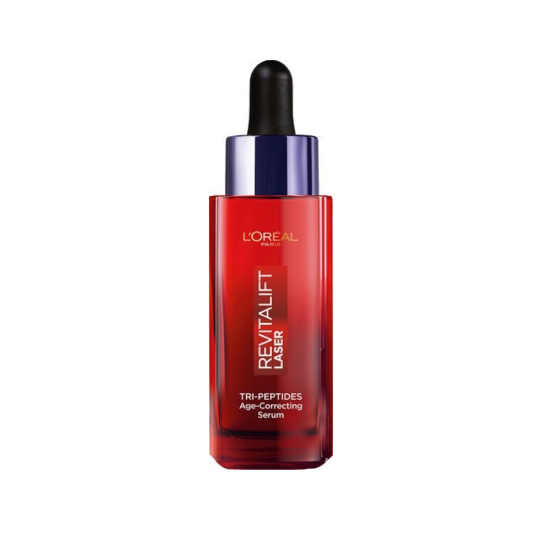 סרום לוריאל פריז Revitalift Laser מועשר בפפטידים, ויטמין C וחומצה היאלורונית לתיקון סימני גיל ומראה זוהר