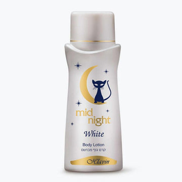 קרם גוף ללילה Midnight White מידנייט ווייט מבית Helavin חלאבין להזנה ושיקום העור בעיצוב כחול זהב 275 מ"ל