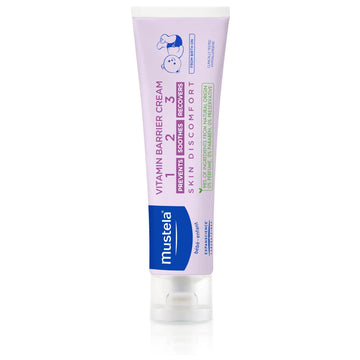 מארז משחת החתלה מוסטלה Mustela Diaper Rash Cream בנפח 100 מ"ל, המעניק אפקט משולש למניעה, הרגעה וטיפול בתפרחת חיתולים, בעיצוב בגווני סגול לילך עדין וכחול רויאל.