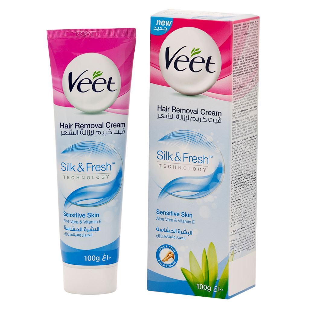 ויט Veet קרם להסרת שיער לעור רגיש מועשר באלוורה וויטמין E לרגליים ולגוף 100 מ"ל