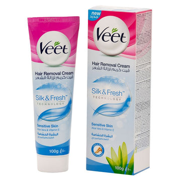 ויט Veet קרם להסרת שיער לעור רגיש מועשר באלוורה וויטמין E לרגליים ולגוף 100 מ"ל