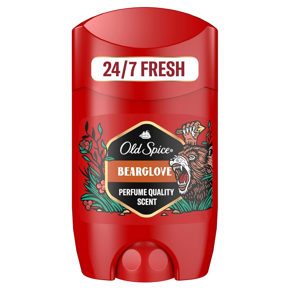 דאודורנט סטיק אולד ספייס בירגלאב Old Spice Bearglove ללא אלומיניום 24/7 רעננות בניחוח עוצמתי 50 מ"ל