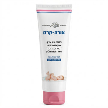 שפופרת אורה קרם משחה לתפרחת חיתולים Ora Cream בנפח 90 גרם, להגנת עור עדין ולהקלה בגירוי וצריבה, בעיצוב בגווני ורוד פוקסיה וכחול.