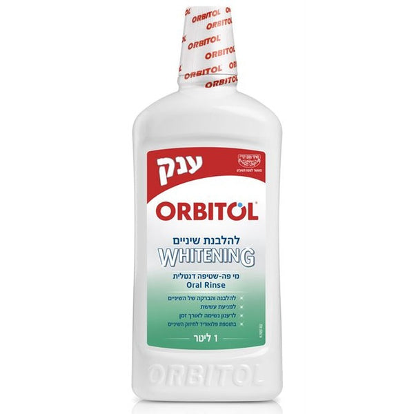 אורביטול מי פה להלבנה ושמירה על אמייל השן אריזת ענק 1 ליטר Orbitol Whitening Mouthwash
