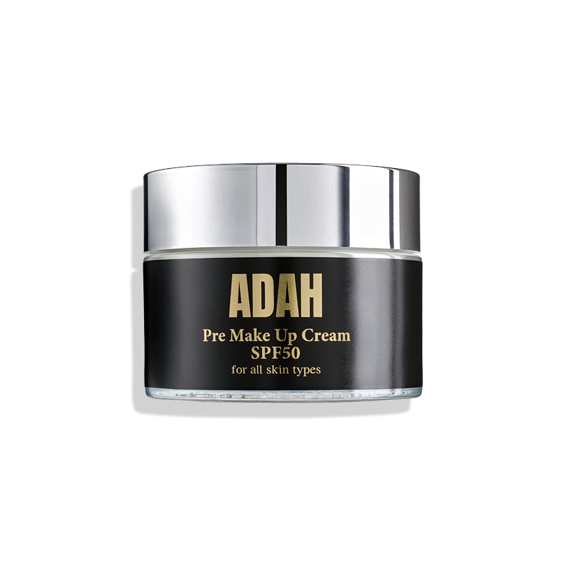 קרם פרימייקאפ מקצועי של עדה לזורגן (50 מ"ל) עם SPF 50 להגנה מקסימלית מהשמש, מועשר בחומצה היאלורונית וניאצינאמיד להכנת העור לאיפור עמיד וזוהר.