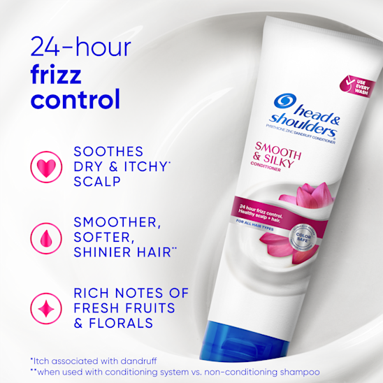 מרכך הד אנד שולדרס Smooth & Silky לשיער ולקרקפת למגע רך כמשי ללא פראבנים ופוספטים 275 מ"ל Head & Shoulders Conditioner