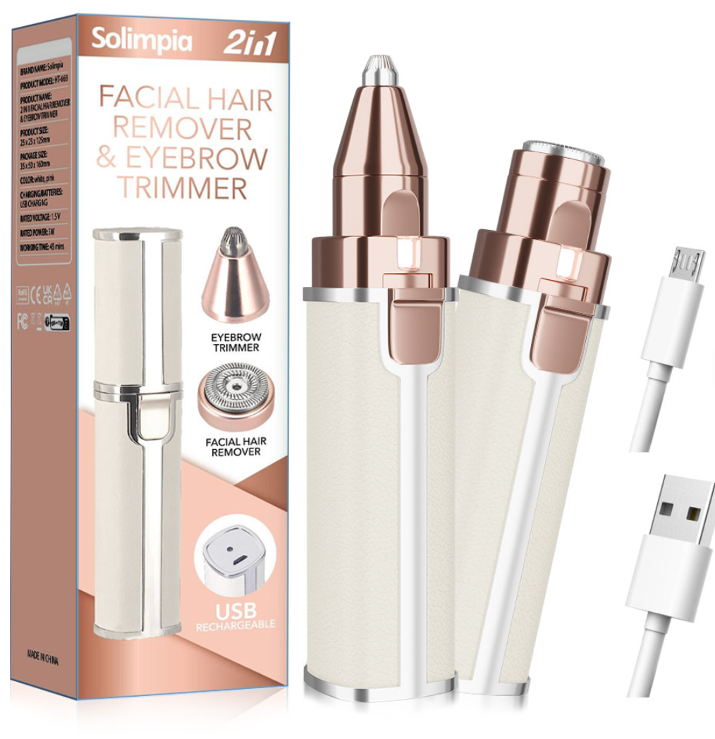 מסדר גבות ומסיר שיער פנים חשמלי SOLIMPIA HT-668 נטען USB 2 ב-1