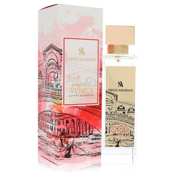 בושם Swiss Arabian Passion of Venice יוניסקס - אקסטרייט דה פארפם בבקבוק זהב וענבר יוקרתי המקרין עוצמה של קרמל, יסמין וענבר עמוק.