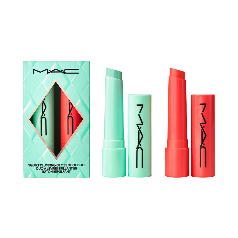 מארז שפתיים M·A·C Squirt Alert Lip Duo הכולל שני גוונים של באלם גלוסי למראה מלא וזוהר