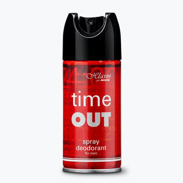 מכל דאודורנט ספריי חלאבין טיים אאוט Helavin Time Out Deodorant Spray להגנה מתמשכת ומניעת ריחות זיעה, פורמולה עדינה ללא אלכוהול בניחוח פרשני ומרענן לכל סוגי העור בעיצוב דינמי של אדום ושחור 150 מ"ל