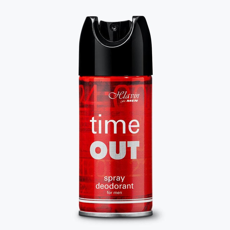 מכל דאודורנט ספריי חלאבין טיים אאוט Helavin Time Out Deodorant Spray להגנה מתמשכת ומניעת ריחות זיעה, פורמולה עדינה ללא אלכוהול בניחוח פרשני ומרענן לכל סוגי העור בעיצוב דינמי של אדום ושחור 150 מ"ל