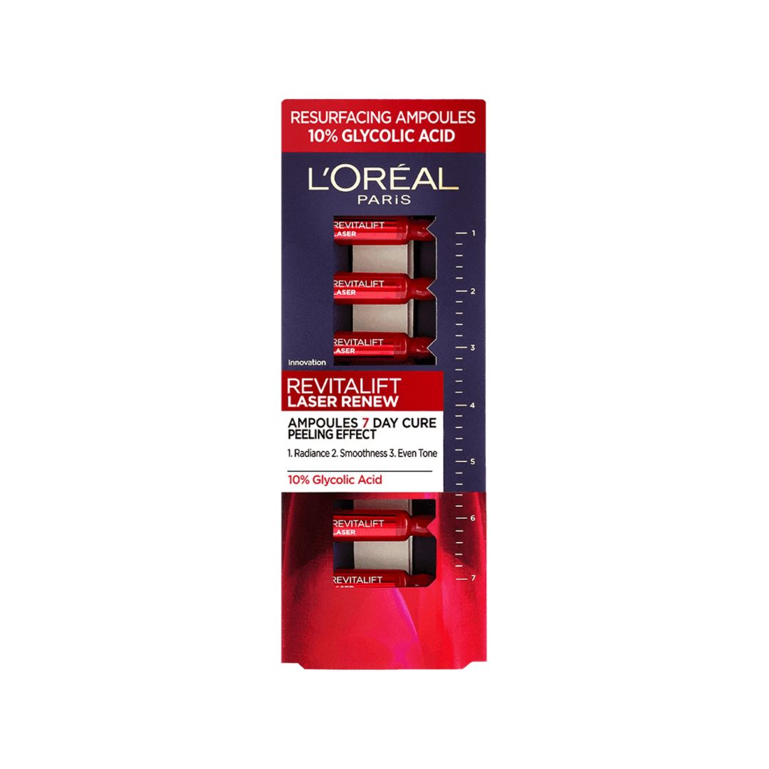 L'Oréal Paris Revitalift Laser X3 | אמפולות 10% חומצה גליקולית לאפקט פילינג ומראה עור מחודש