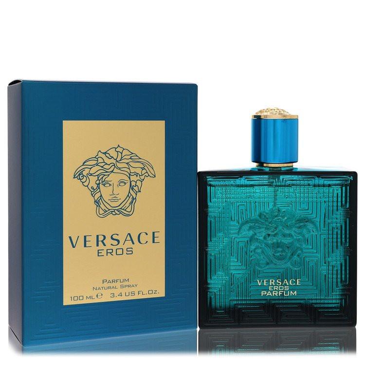 בושם Versace Eros Parfum לגבר - ריכוז פרפיום יוקרתי המשלב רעננות מנטה קריסטלית, לימון איטלקי ווניל עמוק בבקבוק טורקיז אייקוני המקרין עוצמה מיתולוגית וסטייל מילאנזי.
