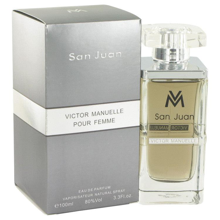 בושם Victor Manuelle San Juan לאישה - אדל פרפיום יוקרתי המשלב פירות טרופיים, פרחים לבנים וענבר בבקבוק מעוצב המקרין אנרגיה לטינית ושיק קריבי נצחי.