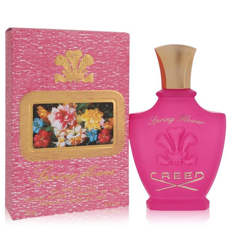 בושם יוקרתי ואצילי לאישה Creed Spring Flower Eau de Parfum בבקבוק ורוד איקוני וניחוח פרחוני-פירותי זוהר המשלב אפרסק ויסמין