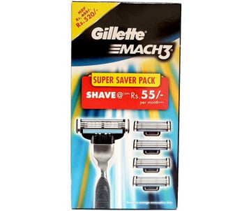 סכיני גילוח לגבר Gillette Mach3 - 4 להבים חדים במיוחד