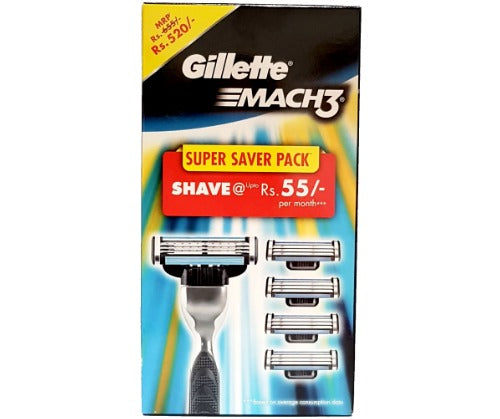 סכיני גילוח לגבר Gillette Mach3 - 4 להבים חדים במיוחד