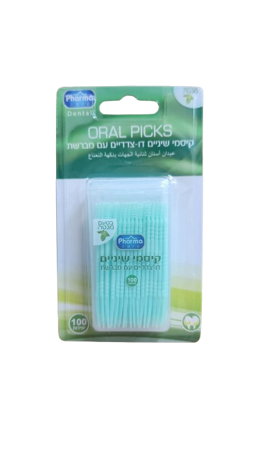 קיסמי שיניים 2 ב-1 Pharma - 100 קיסמים עם מברשת | פארמה | Pharma.