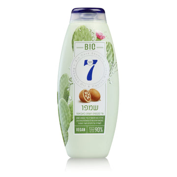 שמפו נקה 7 BIO מועשר במי קקטוס ושמן באבאסו עם 90% רכיבים טבעיים לשיער רך ובריא