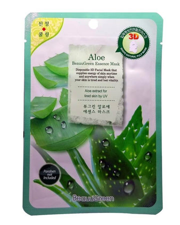 מסיכת פנים חד פעמית BeauuGreen עם תמצית אלוורה