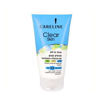 תרחיץ ניקוי פנים משולש Careline Clear Skin All in One לניקוי יסודי ואיזון שומניות 150 מ"ל