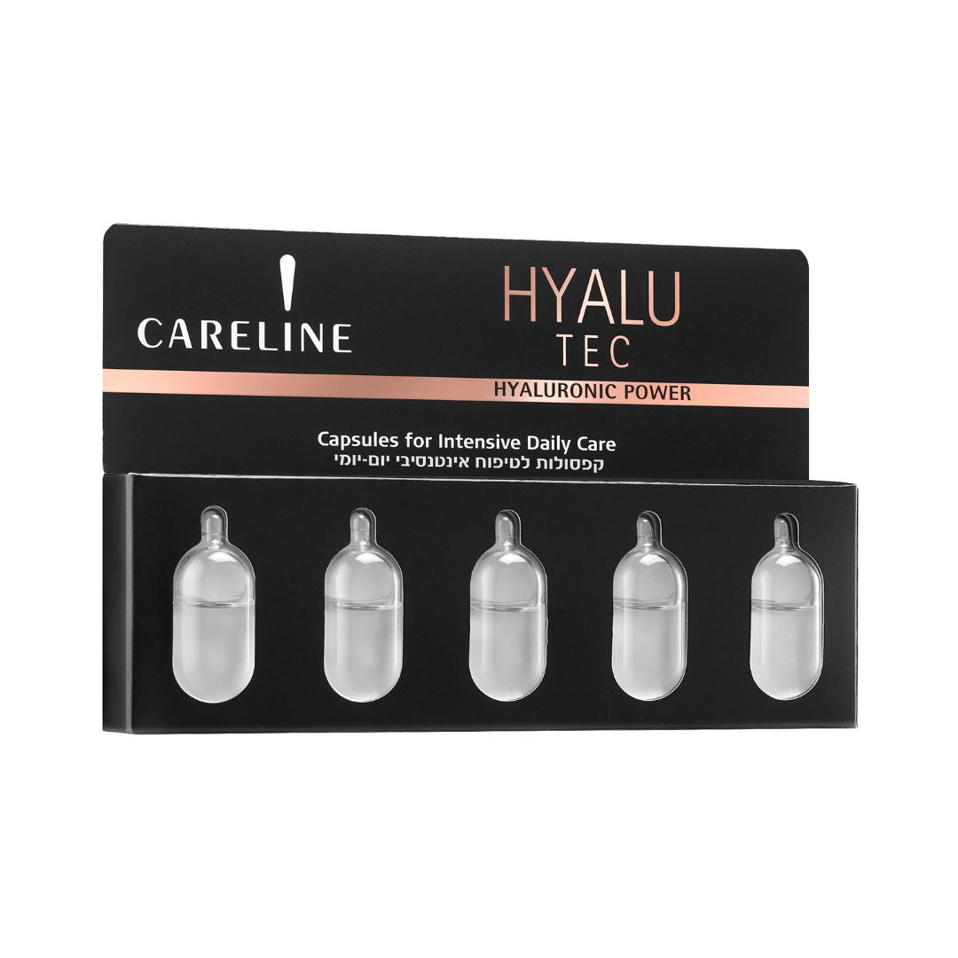 קפסולות Careline Hyalu Tec לטיפול יומיומי מרוכז בחומצה היאלורונית למראה עור רווי בלחות וגמיש