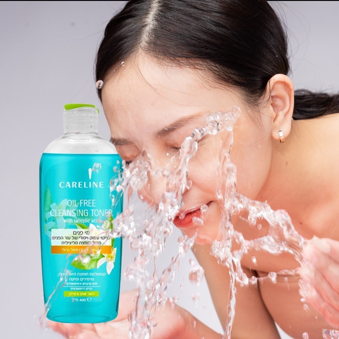 מי פנים נטולי שמן Careline Oil Free Cleansing Toner לניקוי יסודי, איזון ורעננות עור הפנים בנפח 400 מ"ל